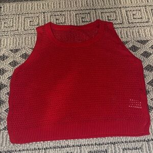 Red Sleeveless Knit Top